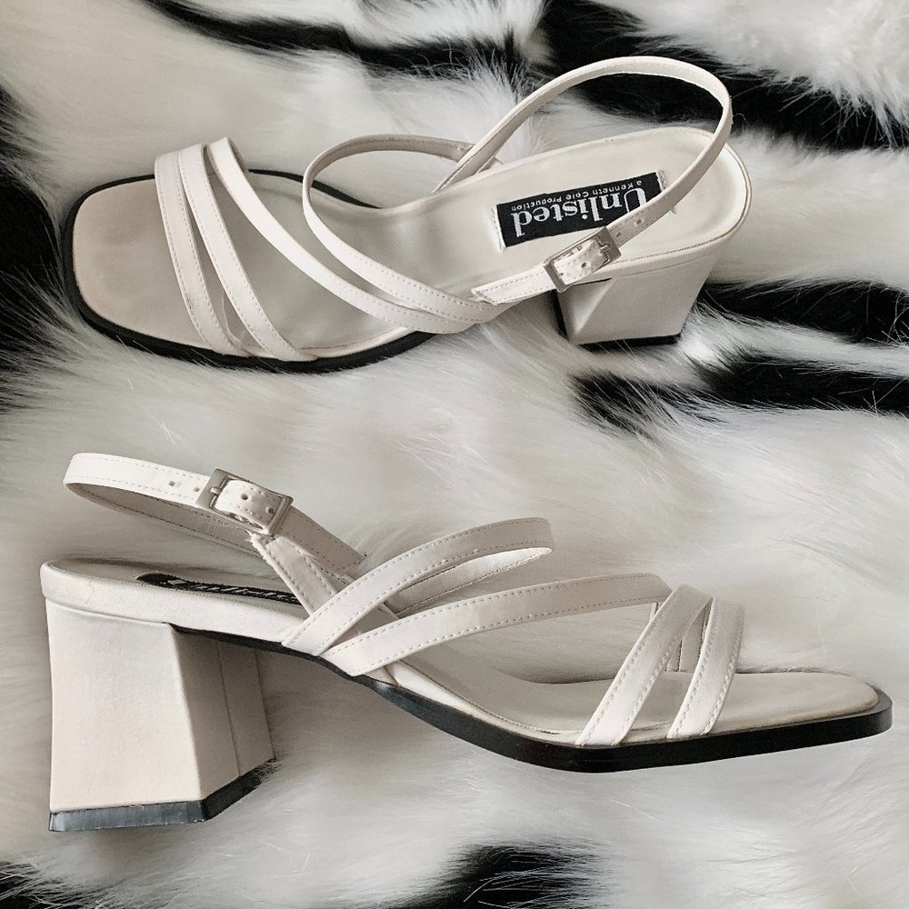 WHITE BLOCK HEELS